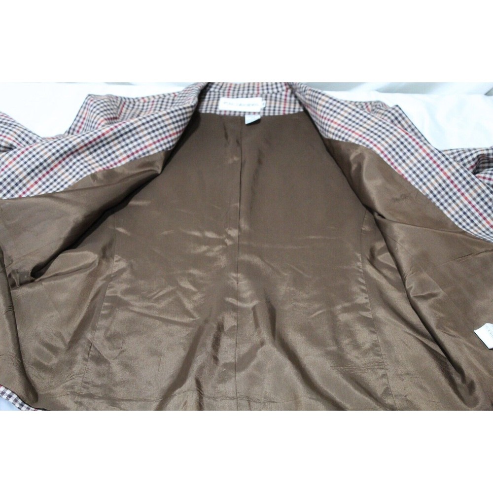 JH Collectibles Vtg Women's 16 Blazer Brown/Red Check Pattern Pockets 100% Wool - Picture 12 of 16